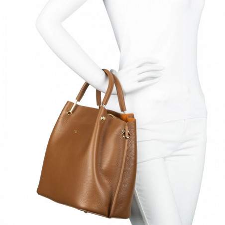 Lancaster Foulonne Double Large Handbag Louisa 470-19 Camel In Orange