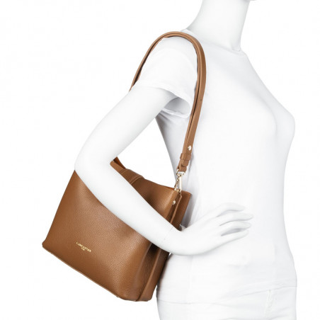 Lancaster Foulonné Double Bucket Bag 470-44 Camel In Orange
