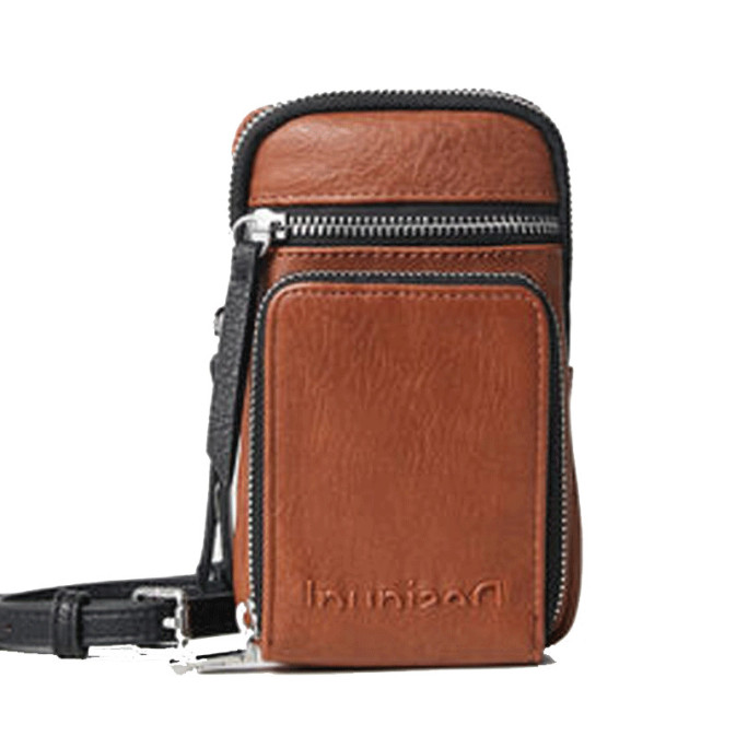 Sac Téléphone Portable Desigual Dafne Embossé - Dimensions 18x11x5 Cm, Marron, Neuf
