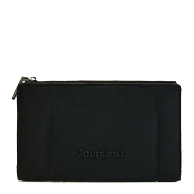 Porte-monnaie Desigual Mone Seshat Emma 2.0 En Cuir Véritable Noir - Compact, Plusieurs Compartiments, Protection RFID - Portefeuille Femme Ou Homme