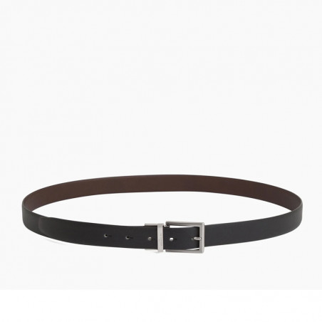 Le Tanneur Reversible Men's Leather Belt Gift Box 2 Buckles Black B...