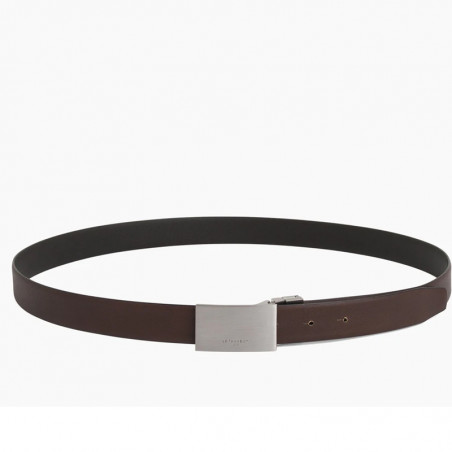 Le Tanneur Reversible Men's Leather Belt Gift Box 2 Buckles Black B...