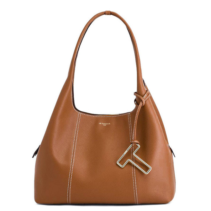 Le Tanneur Juliette Large Shoulder Bag in Tan Leather