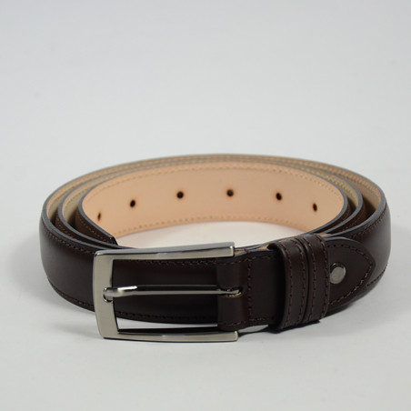 Berthille Padded Leather Belt for Men, Lined, Adjustable, Brown