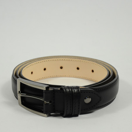 Berthille Ceinture Bombée Homme Cuir Doublé Ajustable noir