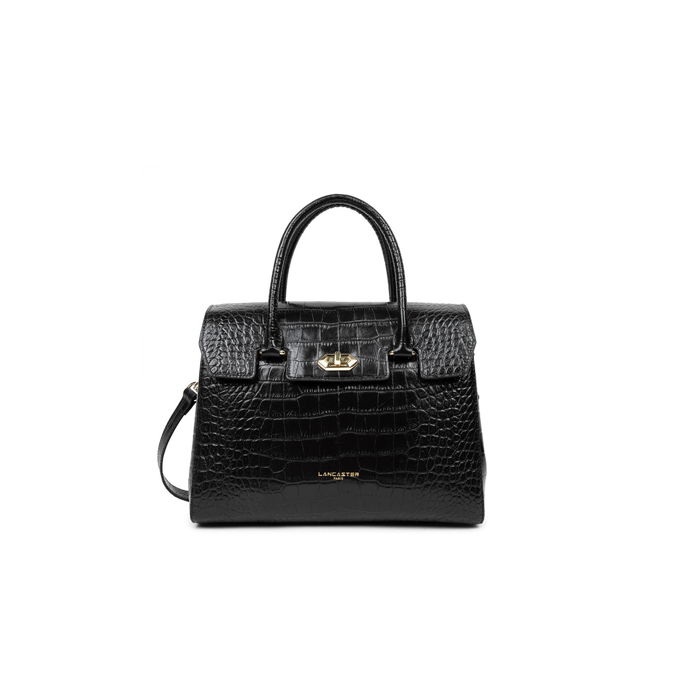 Lancaster Exotic Croco Small Tote Bag 524-85 Black