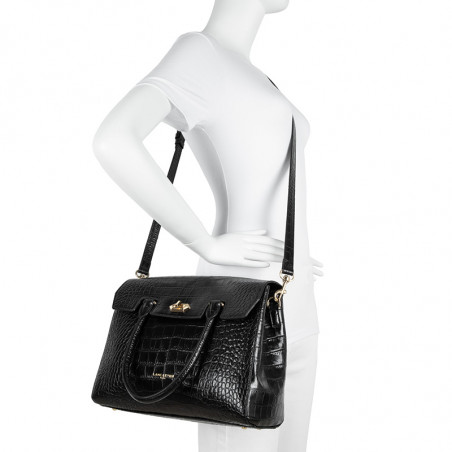 Lancaster Exotic Croco Small Tote Bag 524-85 Black