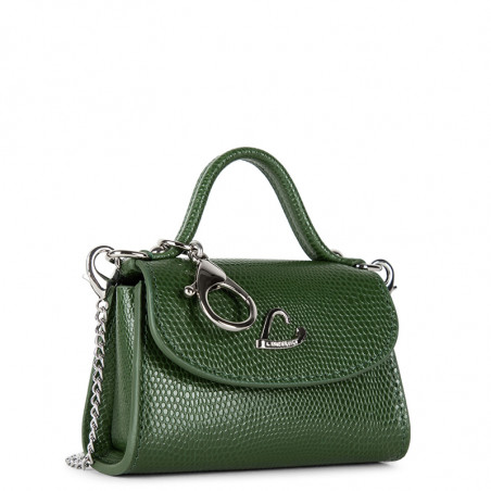 Lancaster Lucertola Mini Sac Porte-monnaie Cuir Lézard 133-05 Vert Pin cote