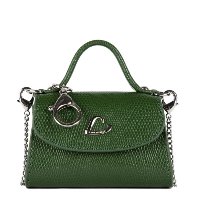 Lancaster Lucertola Mini Sac Porte-monnaie Cuir Lézard 133-05 Vert Pin