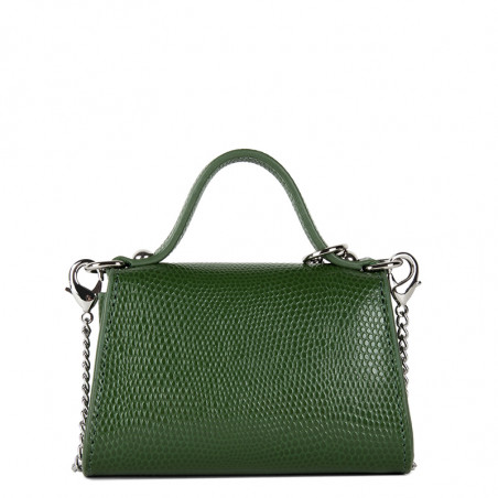 Lancaster Lucertola Mini Sac Porte-monnaie Cuir Lézard 133-05 Vert Pin dos