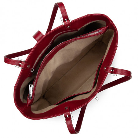 Lancaster Lucertola Sac Cabas 433-08 Cuir Carmin ouvert