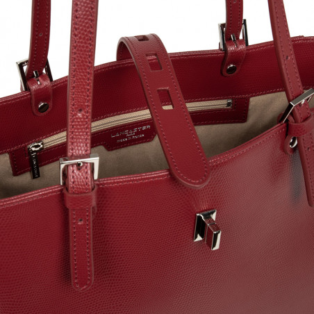 Lancaster Lucertola Tote Bag 433-08 Carmine Leather