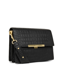Lancaster Exotic Lee Sac Besace 524-52 Cuir Noir Lézard cote