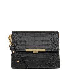 Lancaster Exotic Lee Sac Besace 524-52 Cuir Noir Lézard