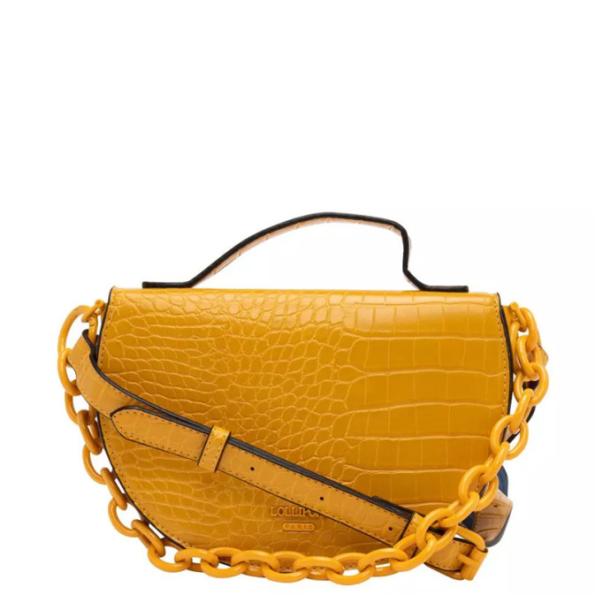 Lollipops Ginger Shoulder Bag Half Moon Croco Yellow