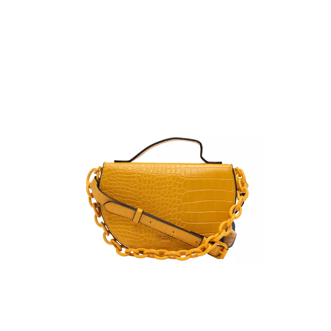 Lollipops Ginger Shoulder Bag Half Moon Croco Yellow