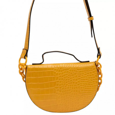 Lollipops Ginger Shoulder Bag Half Moon Croco Yellow