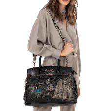 Sac Weekender ANEKKEE Femme Anthracite - 49x30x22cm - Bandoulière Réglable - Poches Zippées - Voyage Et Week-end