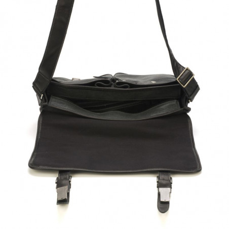 Arthur & Aston Marco Large Reporter Bag Black Leather