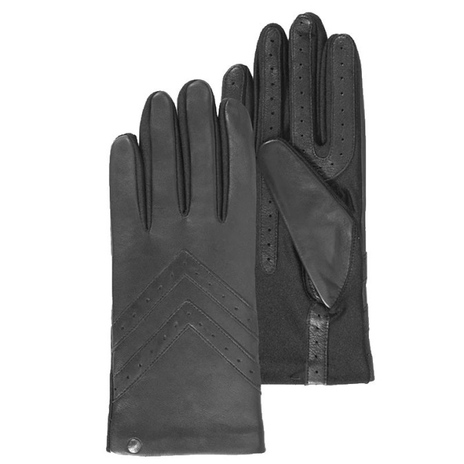 Isotoner Women's Stretch and Leather Black Gloves