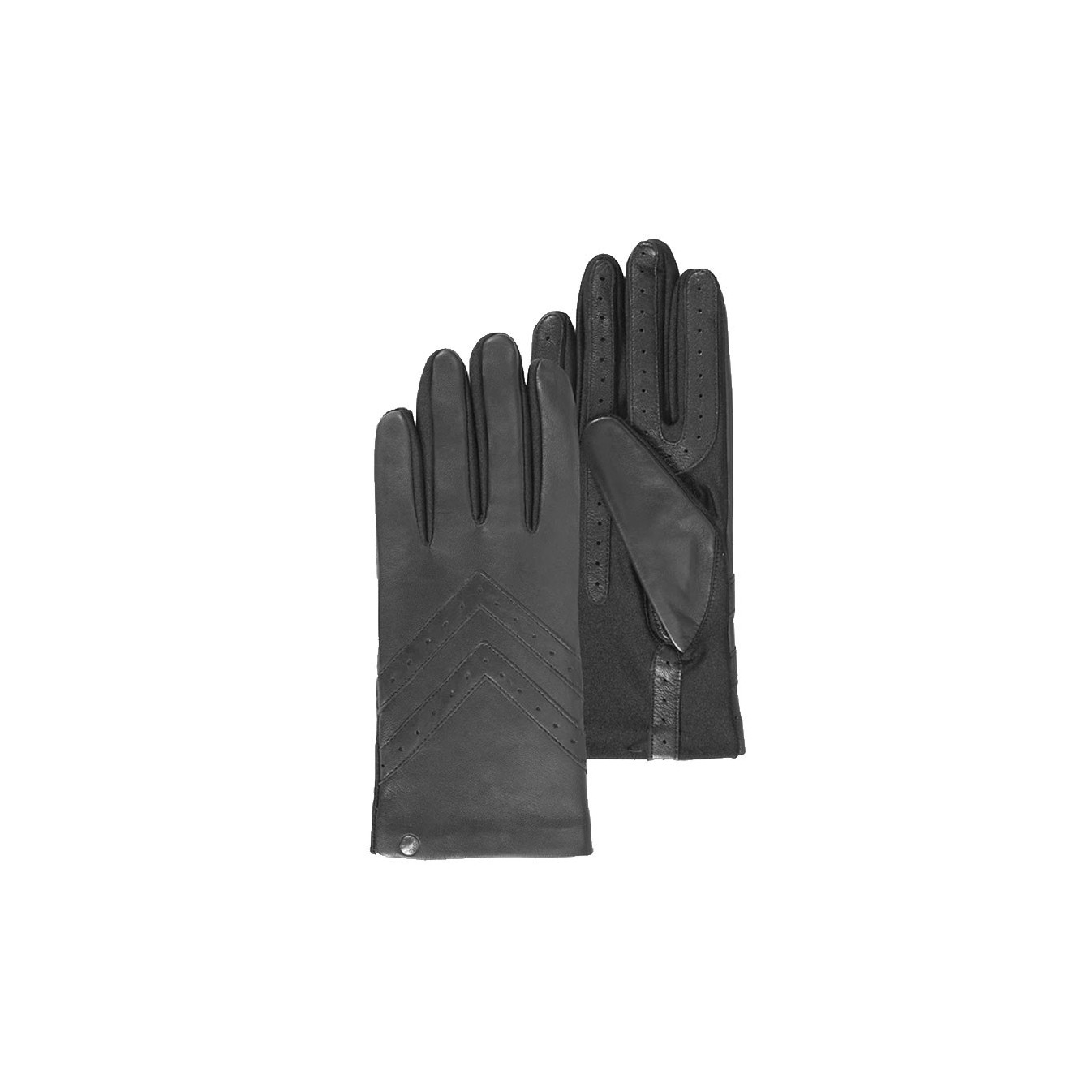 Isotoner Women's Stretch and Leather Black Gloves