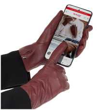 Isotoner Women's Stretch and Leather Brown Gloves