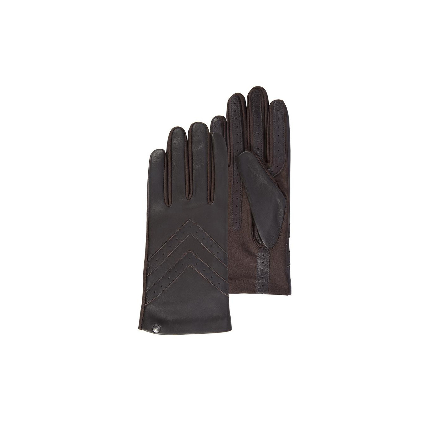 Isotoner Women's Stretch and Leather Brown Gloves