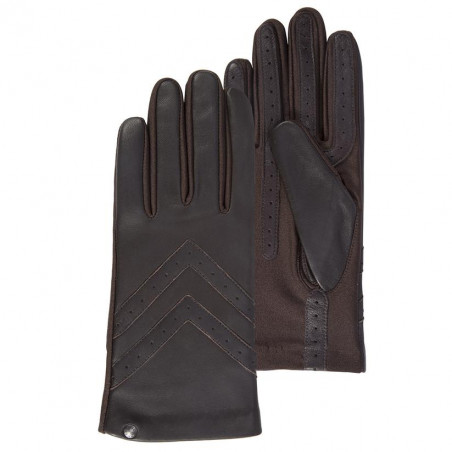 Isotoner Women's Stretch and Leather Brown Gloves