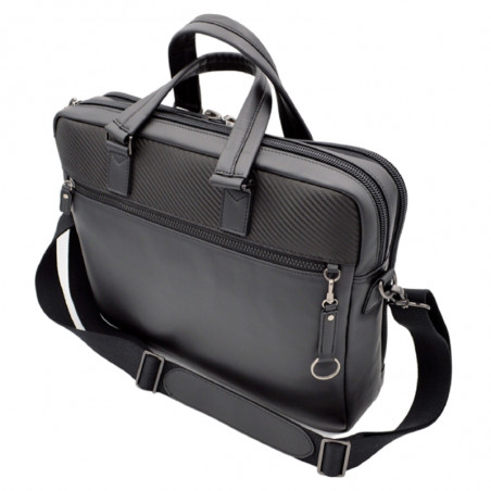 Jump Boston Cuir Cartable 2 Soufflets 40cm PC 15' Noir coté