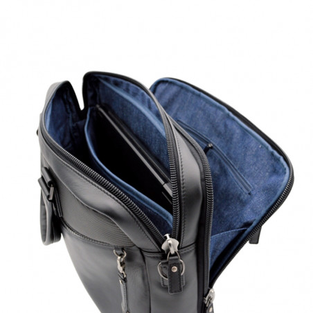 Jump Boston Cuir Cartable 2 Soufflets 40cm PC 15' Noir ouvert