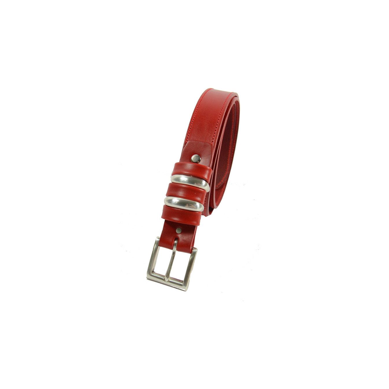 Faune Leather Multi Buckle Red Belt