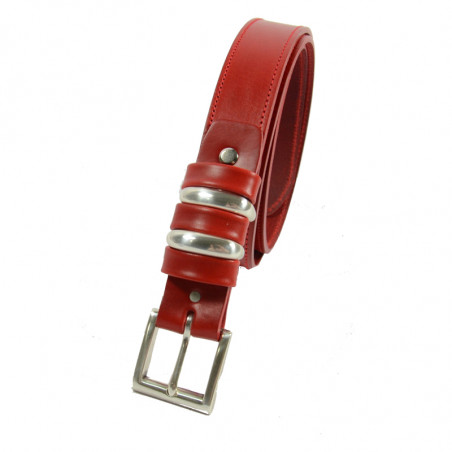 Faune Leather Multi Buckle Red Belt