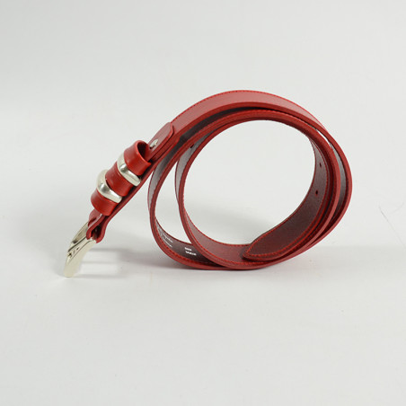 Faune Leather Multi Buckle Red Belt