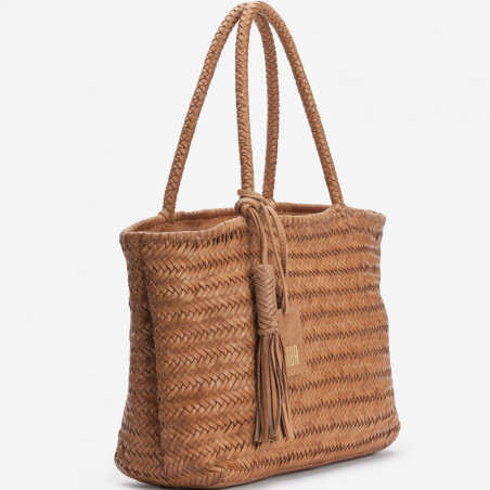 Biba Perkins Sac Cabas Cuit tressé Camel COTE