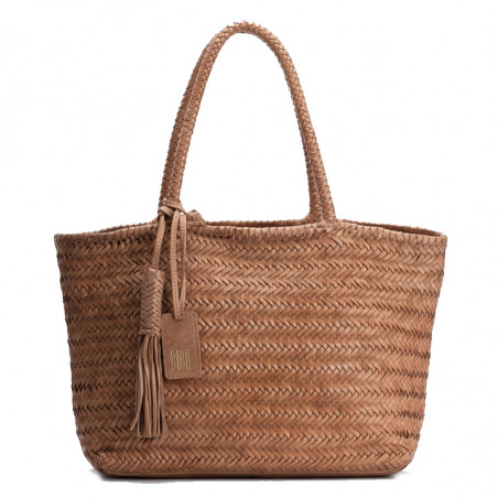 Biba Perkins Sac Cabas Cuit tressé Camel