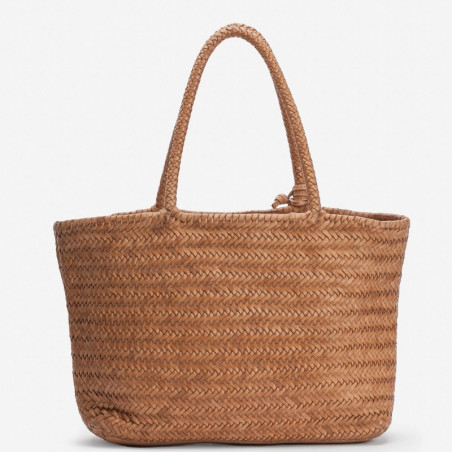Biba Perkins Tote Bag Woven Leather PER1L Camel