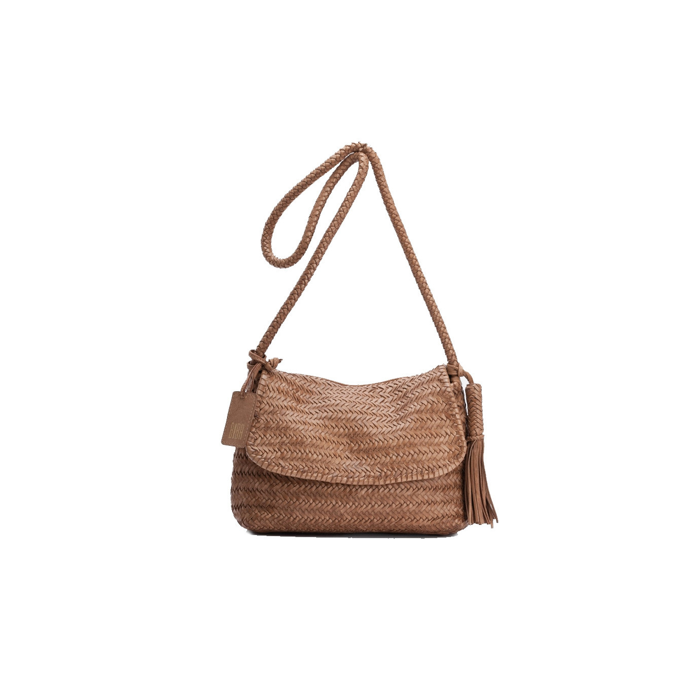 Biba Perkins Sac Bandoulière en Cuit Tressé Camel