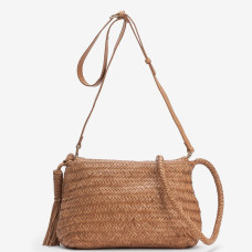 Biba Perkins Shoulder Bag in Woven Leather PER2L Camel