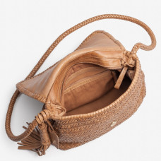 Biba Perkins Sac Bandoulière en Cuit Tressé Camel ouvert