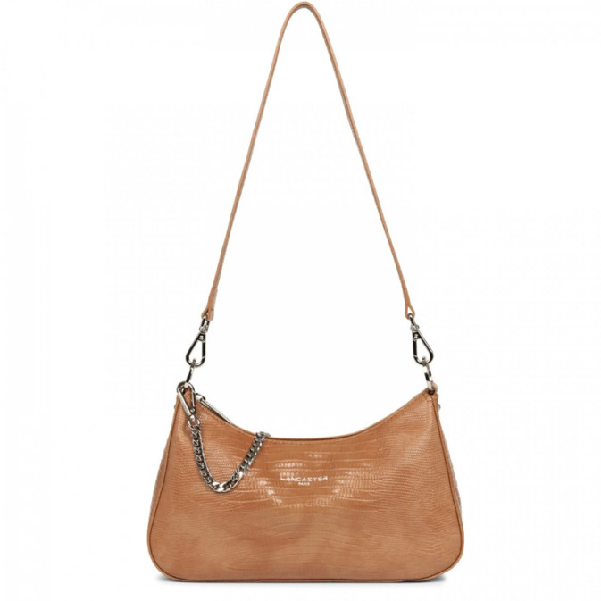 Lancaster Exotic Lizard & Croc Small Tote Bag 426-90 Camel Lizard