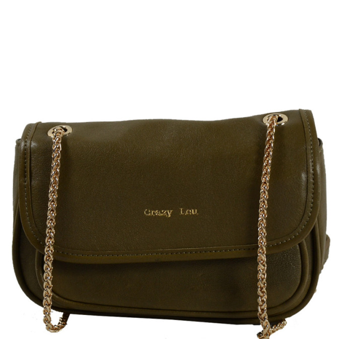 Farfouillette Shoulder Bag in Leather 6957 Khaki