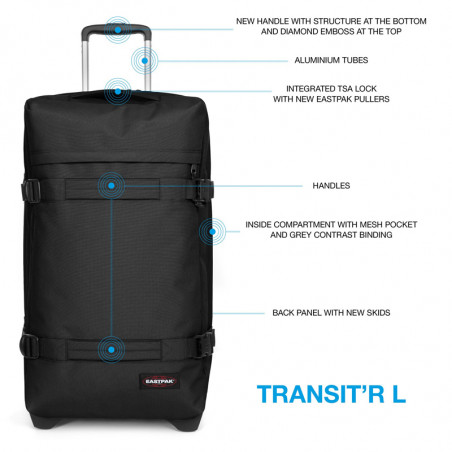 Eastpak Transit'r L Large Soft Wheeled Travel Bag Black