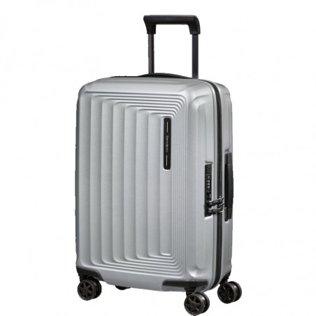 Samsonite Nuon Valise Cabine Extensible 55 cm 4 Roues Metal Argent coté