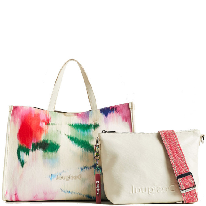 Sac Desigual Large à Motif Floral Et Clous - Cuir, Bandoulière, Neuf Avec Petits Défauts
