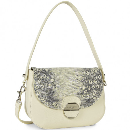 Lancaster Foulonne Pia Trotter Flap Bag 547-67 Beige Iguana
