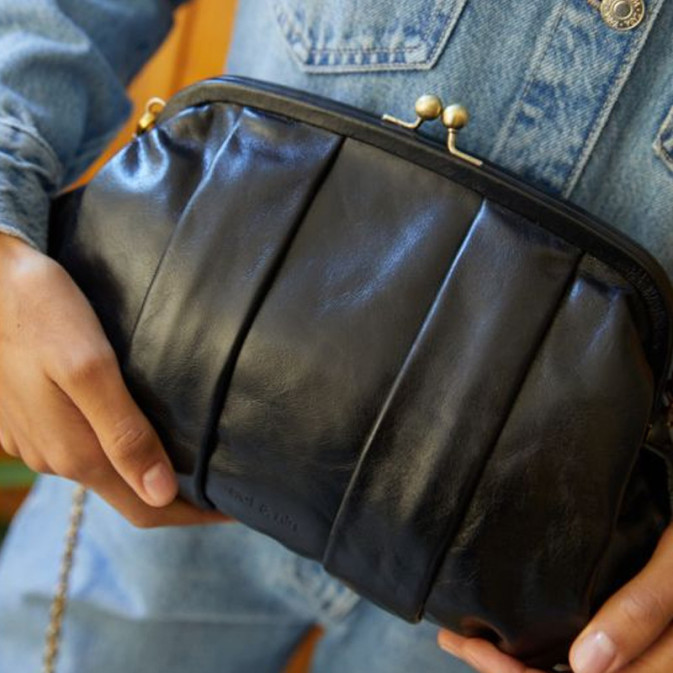 Sac Pochette Noir Moyen - Simili Cuir, Style Clutch Pour Femme