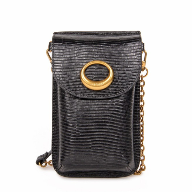 Nat & Nin Mindy Pouch Smartphone Bag Lizard Black