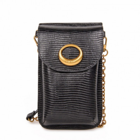 Nat & Nin Mindy Sac Pochette Smartphone Lezard Noir