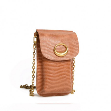 Nat & Nin Mindy Sac Pochette Smartphone Lezard Noisette