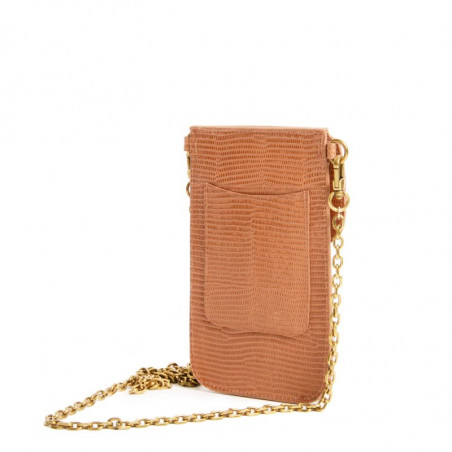 Nat & Nin Mindy Sac Pochette Smartphone Lezard Noisette dos